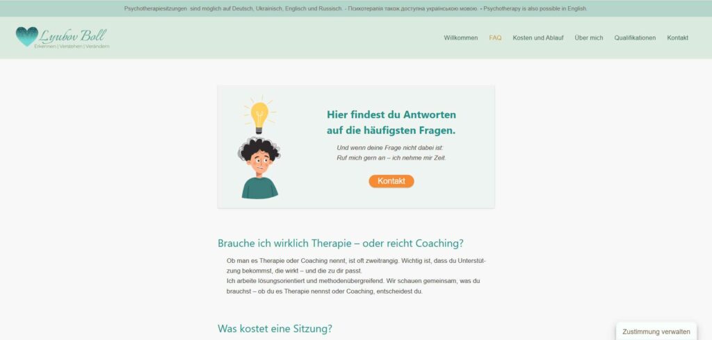 Therapeutin Lyubov Boll FAQ